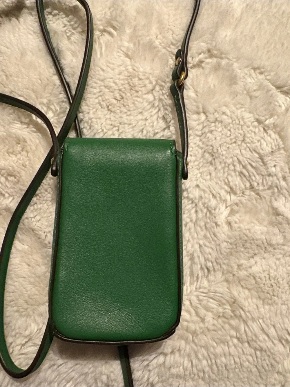 Tory Burch Emerald Green Leather Crossbody Micro Pouch with Logo Cutout